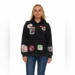Women’s Black The Nightmare Before Christmas Full Zip Hoodie w/character Patches